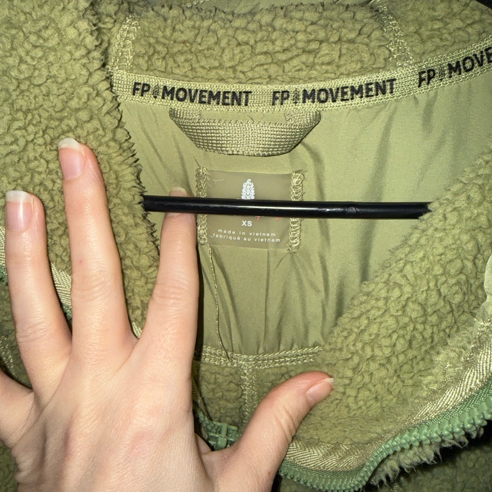 Free People Sage Green Fleece Jacket - Picture 3 of 4